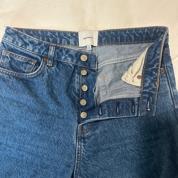 Reformation Denim - Reformation dark rigid straight jeans, size 28